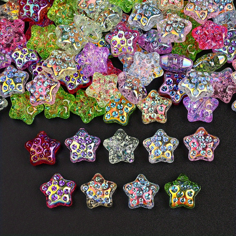 10PCS 18mm AB Shimmer Star Glass Bead Set