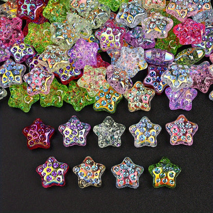10PCS 18mm AB Shimmer Star Glass Bead Set