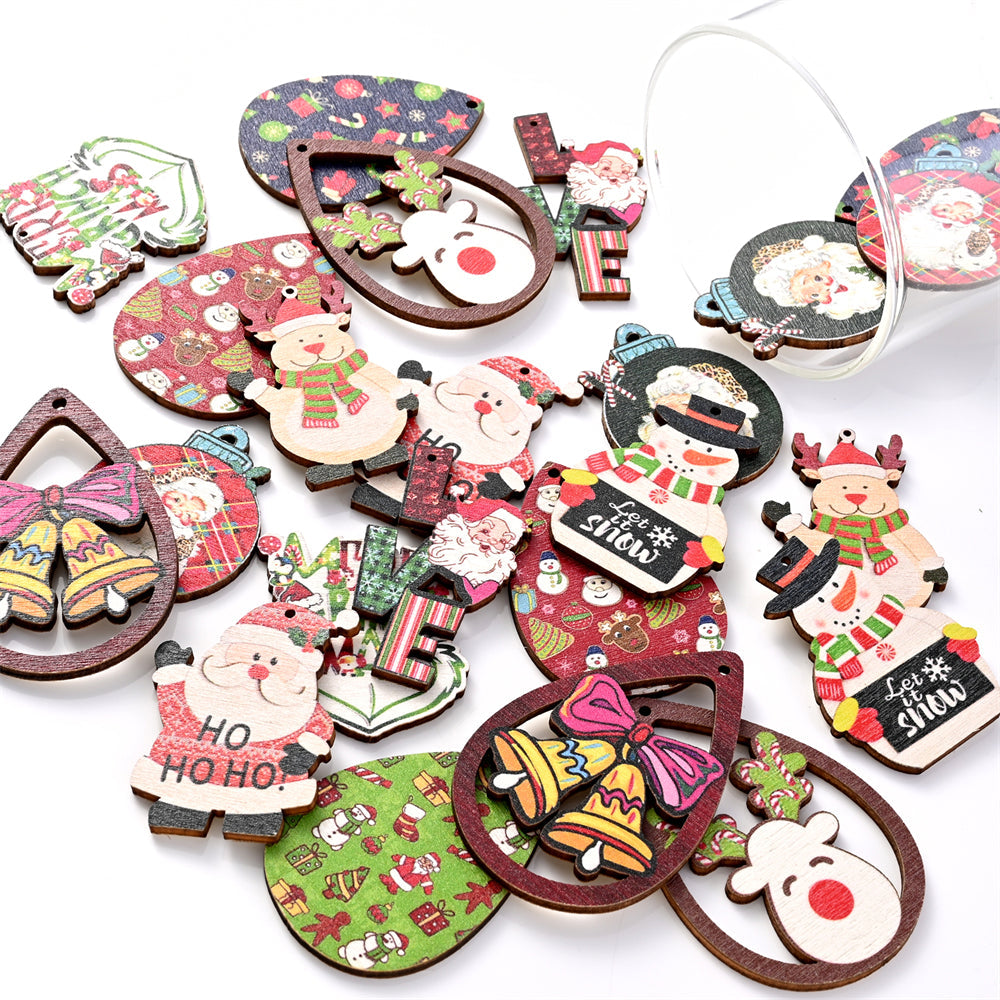 Christmas Painted Wooden Hanging Pendants