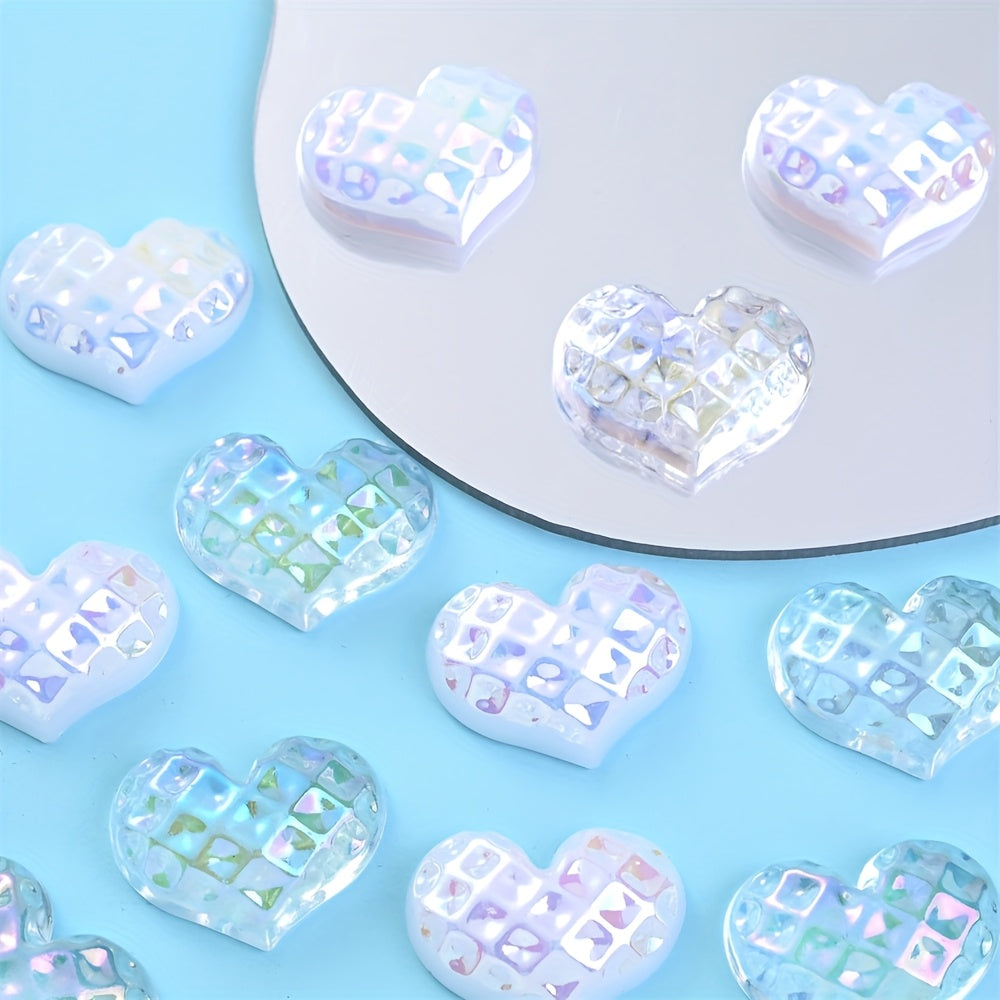 Transparent White Heart Flatback Embellishments