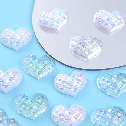 Transparent White Heart Flatback Embellishments