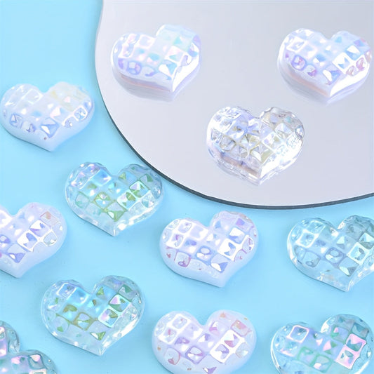 Transparent White Heart Flatback Embellishments