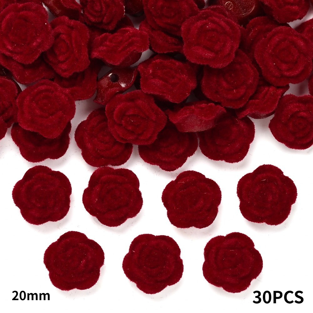 Red Flocking Rose Patches
