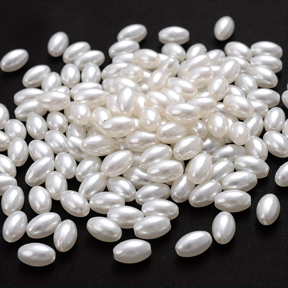 100PCS 6×10mm White Acrylic Bead Set