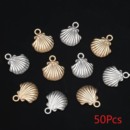 Golden and Silvery Plastic Shell Pendant Charms