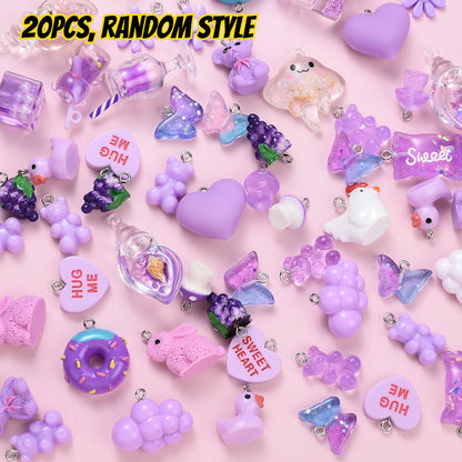 20-Piece Random Fruit, Animal & Flower Resin Charms
