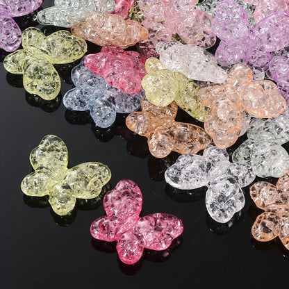 20PCS 18×21mm Colorful Transparent Butterfly Acrylic Beads