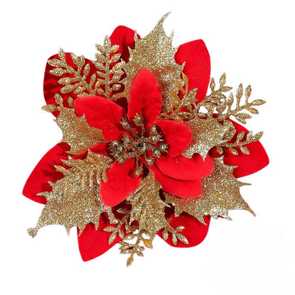 10PCS 14mm Christmas Glitter Layered Flower Set
