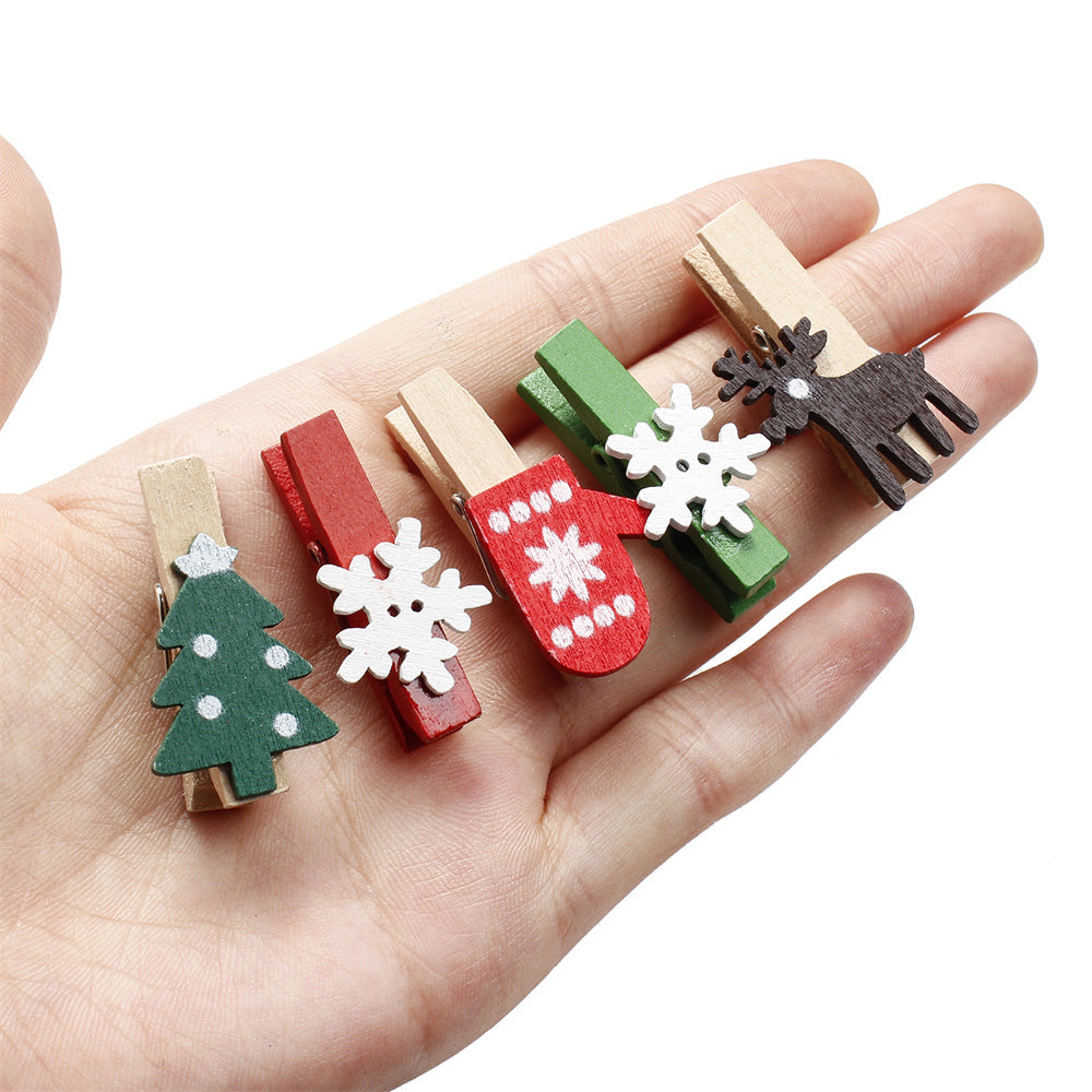 Christmas Wooden Mini Clips