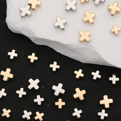 Gold & Silver CCB Cross Spacer Beads