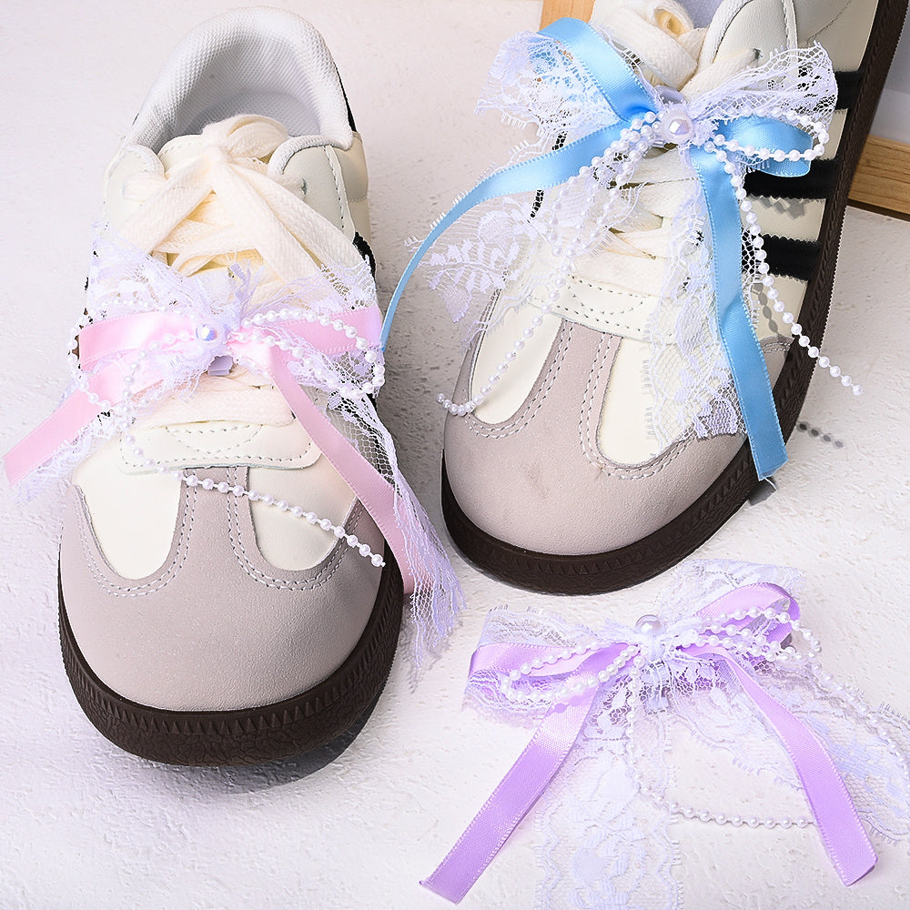 Lace Bow Pearl Butterfly Shoe Clips