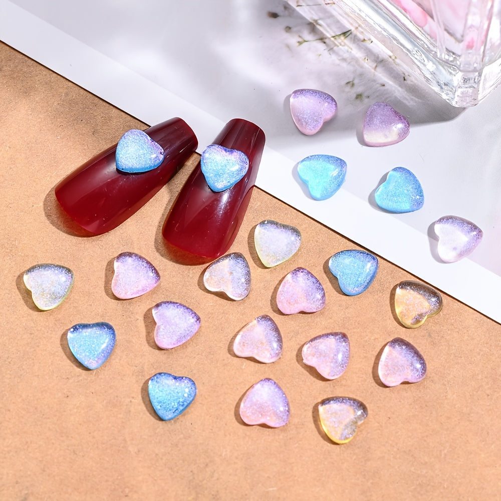 100PCS 6/8mm Glitter Resin Heart Embellishment Set