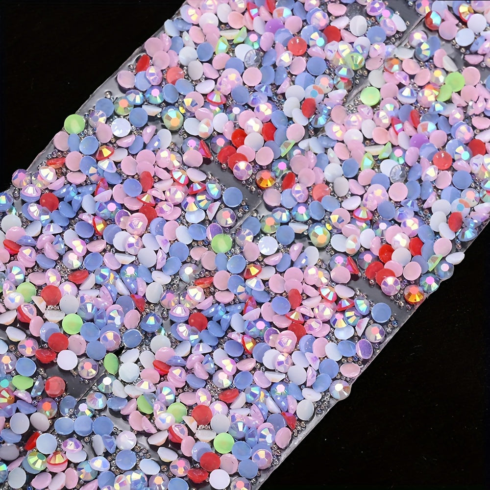 12PCS 4×3cm Self-Adhesive Resin Rhinestone Embellishment Strips