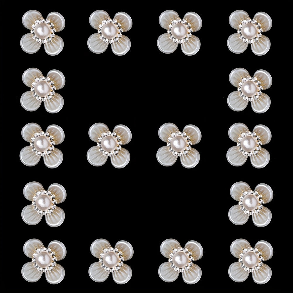20PCS 19–27mm White Flower Acrylic Embellishment Set