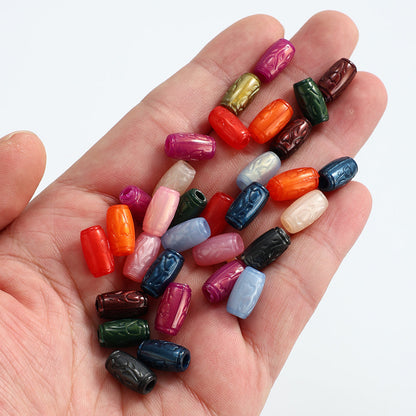 100PCS 11mm Printed Cylindrical Acrylic Bead Set