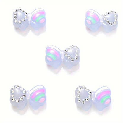 5PCS 16×24mm Luminous Bow Acrylic Bead Set