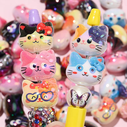 UV Color Cartoon Cat Acrylic Beads