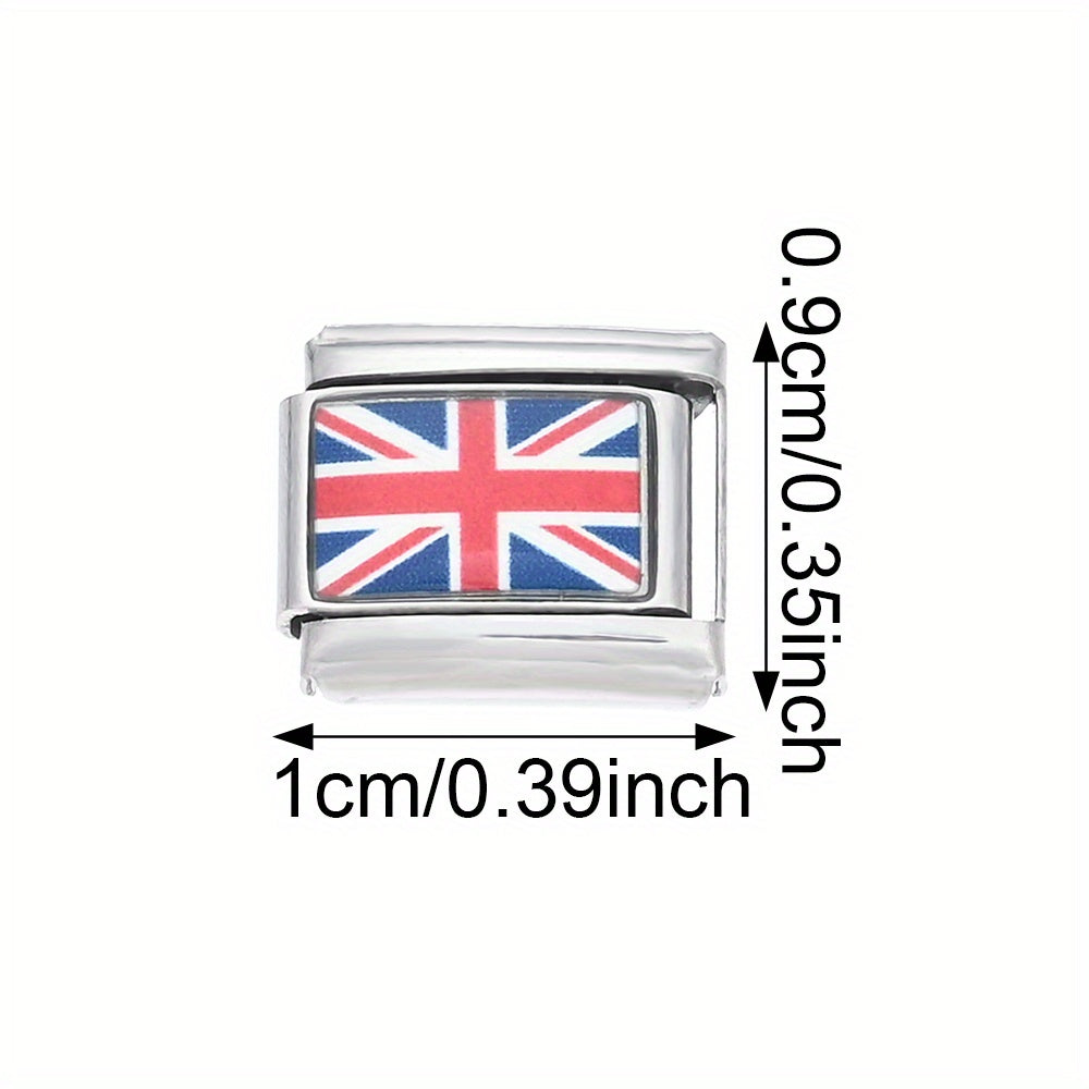 World Flag Alloy Bracelet Module
