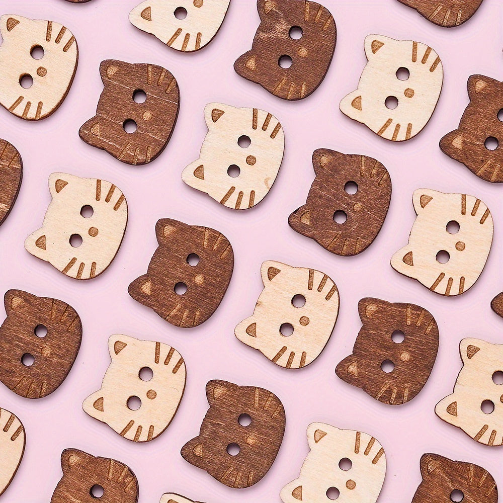 Kitten Wooden Buttons