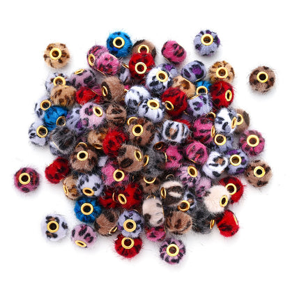 Leopard Print Plush Ball Beads