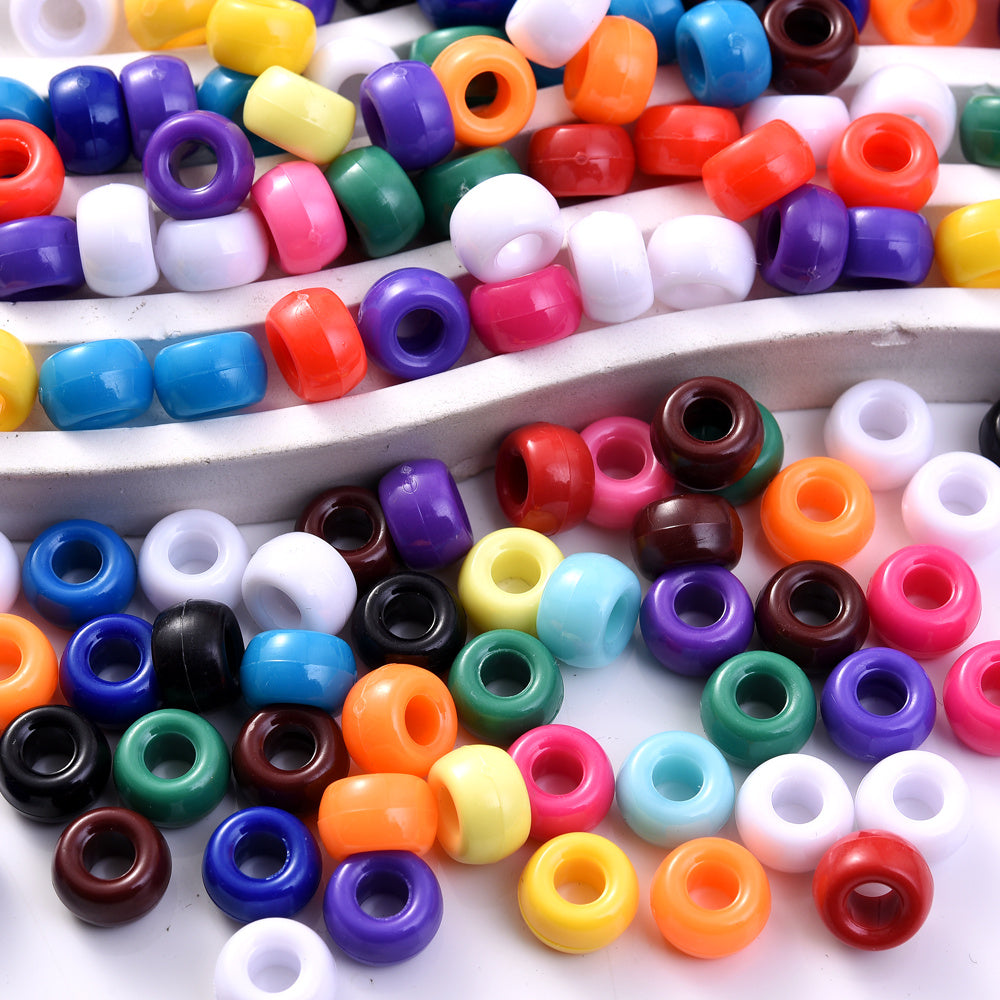 Braided Large Hole Acrylic Pony Beads