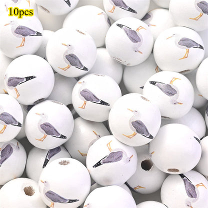 Marine-Themed Wooden Beads