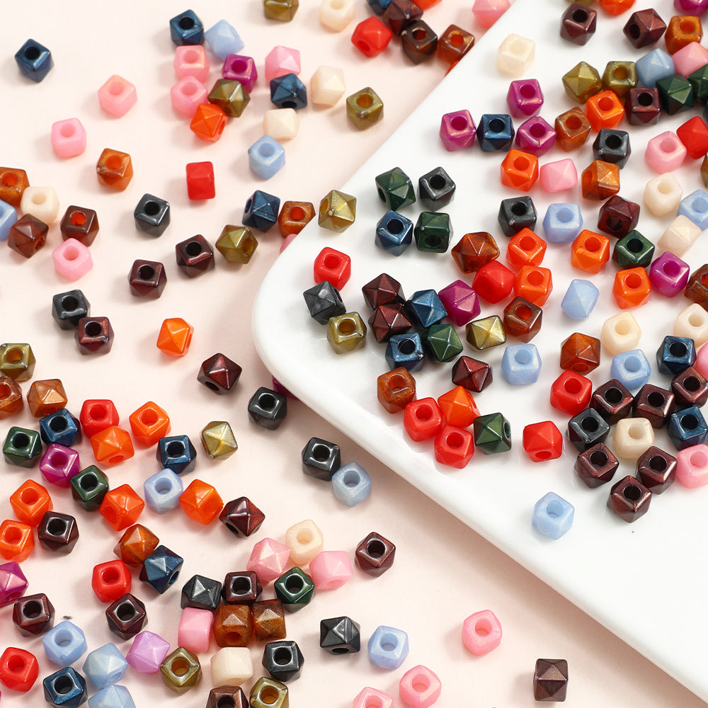 Mixed Color Square Polygonal Acrylic Beads