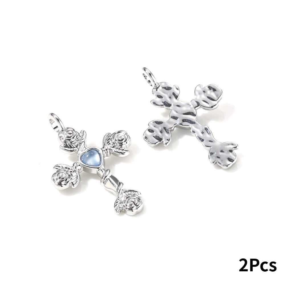 Y2K Rhinestone Cross Alloy Pendants