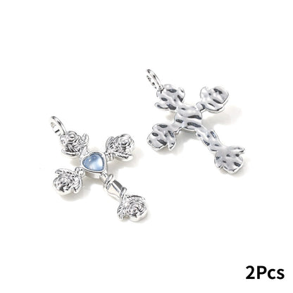 Y2K Rhinestone Cross Alloy Pendants