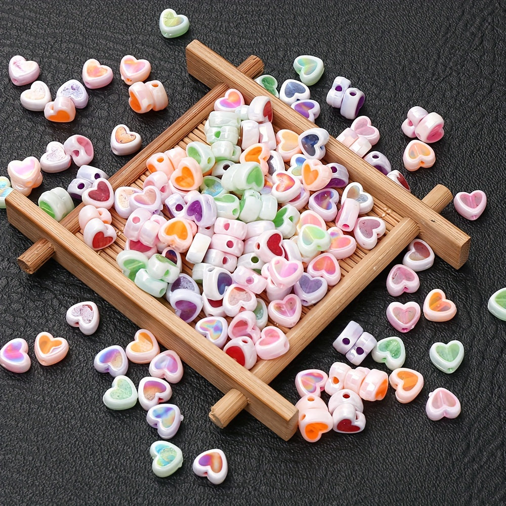 Shiny Heart Acrylic Spacer Beads