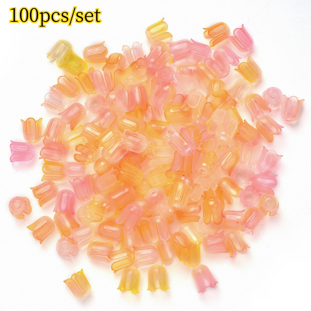 2026 New Arrival 10×11mm Gradient Flower Acrylic Bead Caps