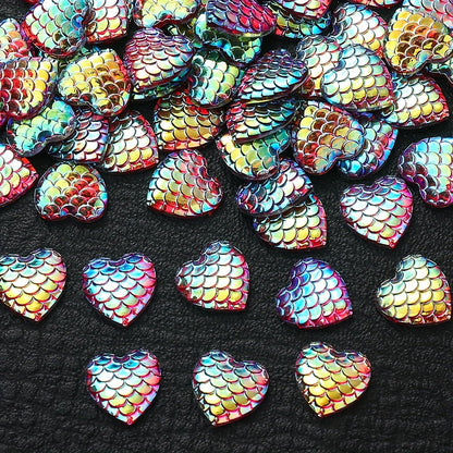 30PCS 12mm Heart-Shaped Serpentine Resin Bead Set