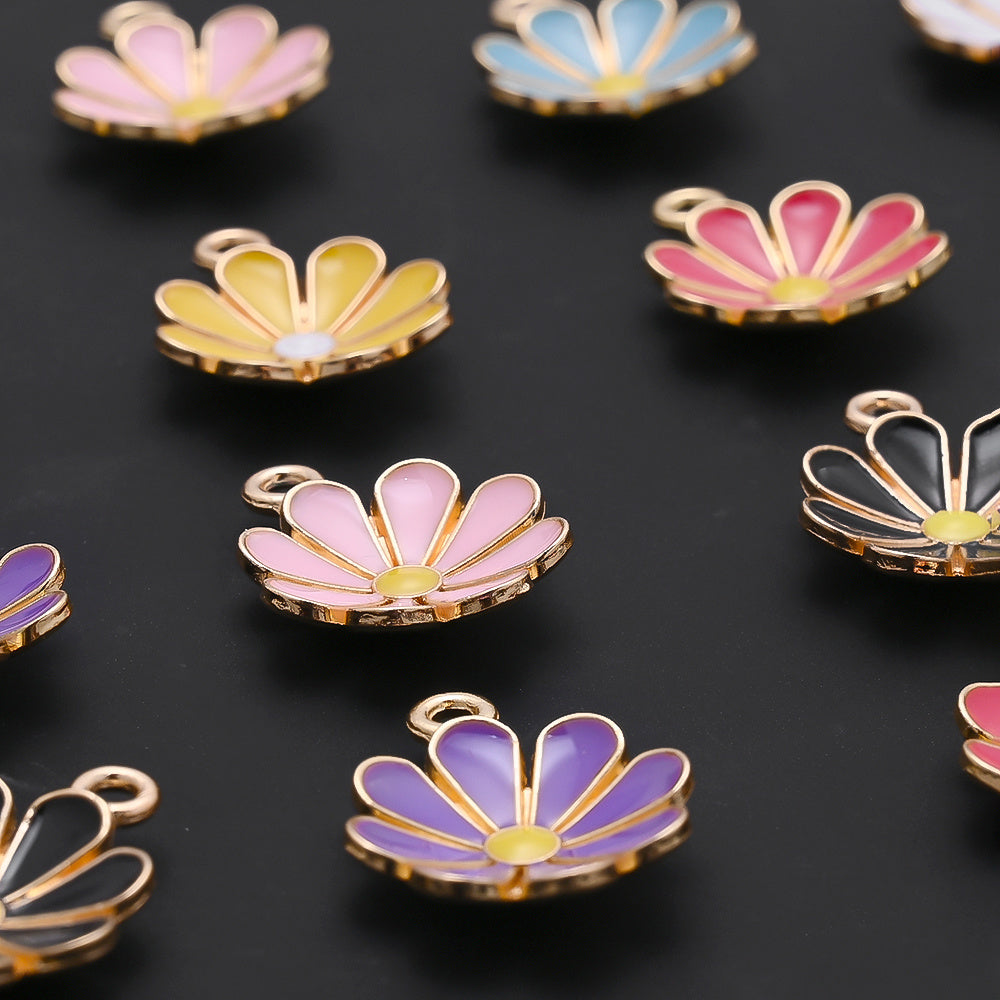Color Block Daisy Enamel Charms
