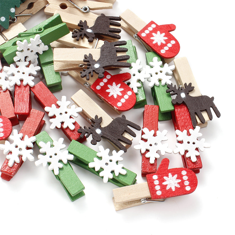 Christmas Wooden Mini Clips