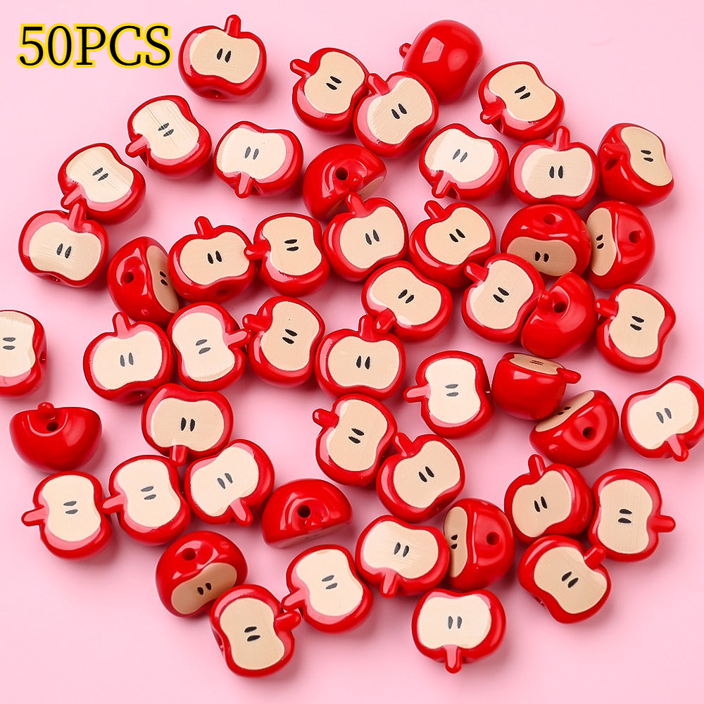 Christmas Red Apple Acrylic Beads