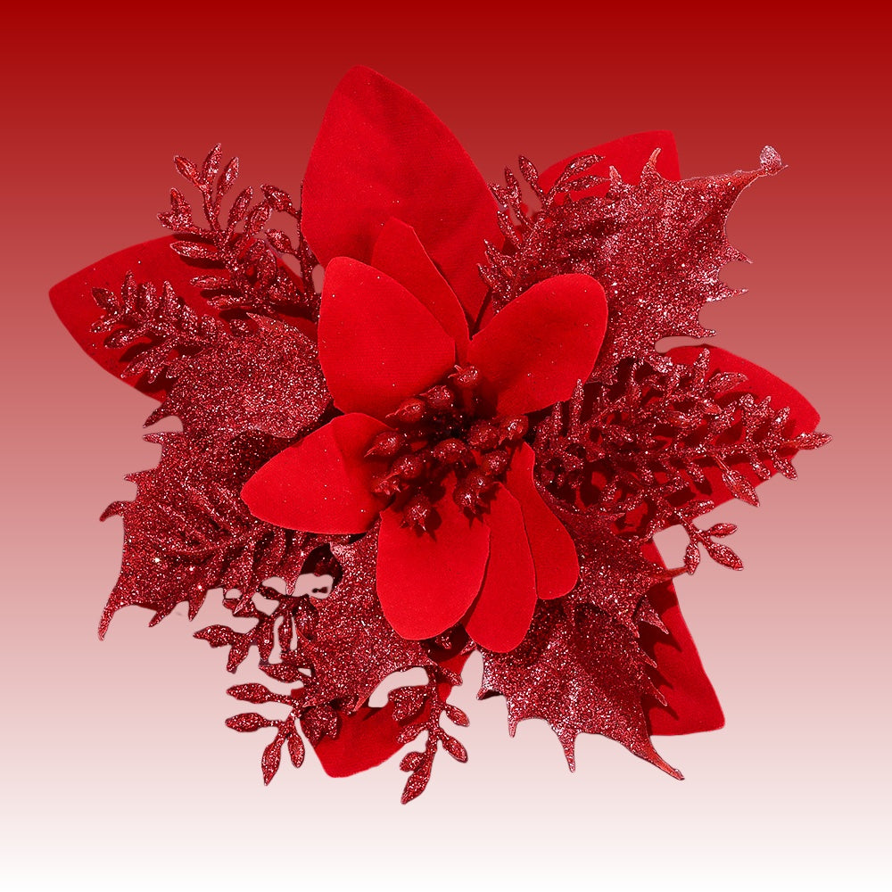 10PCS 14mm Christmas Glitter Layered Flower Set