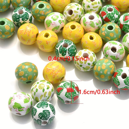 10PCS 16mm Green Round Wooden Bead Set