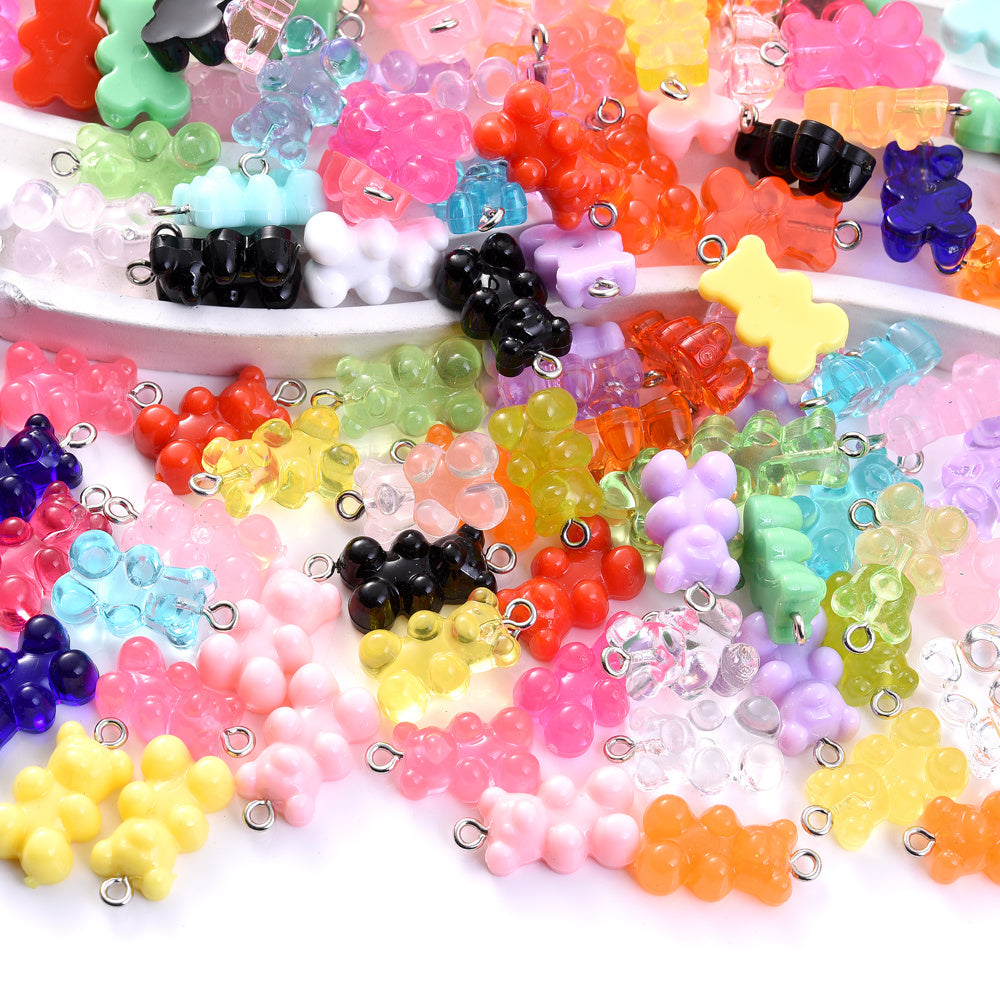 10-Piece 10x20 mm Vibrant Resin Bear Charms