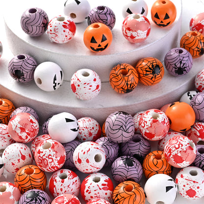 100pcs Big Size Halloween Wood Beads