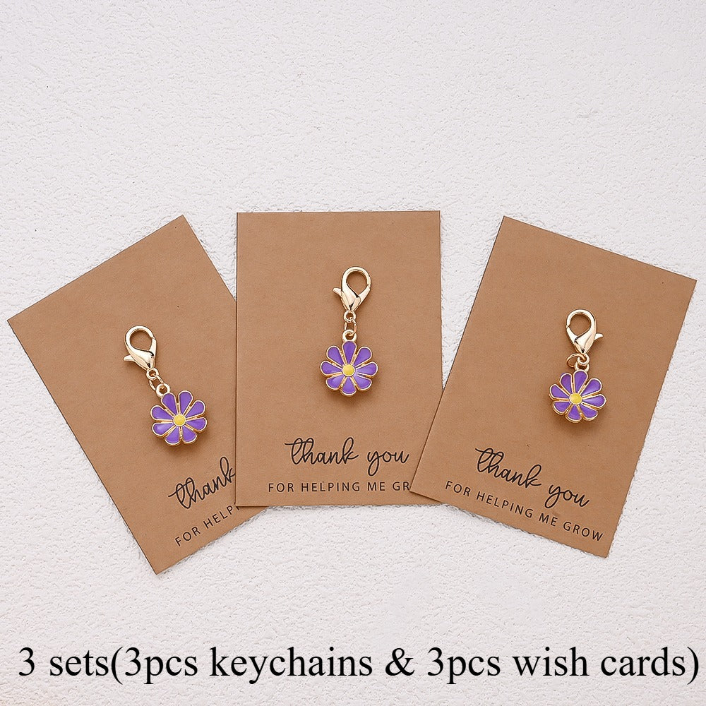 Alloy Flower Keychain Set