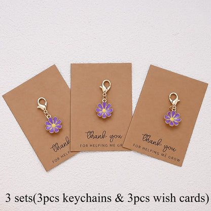 Alloy Flower Keychain Set