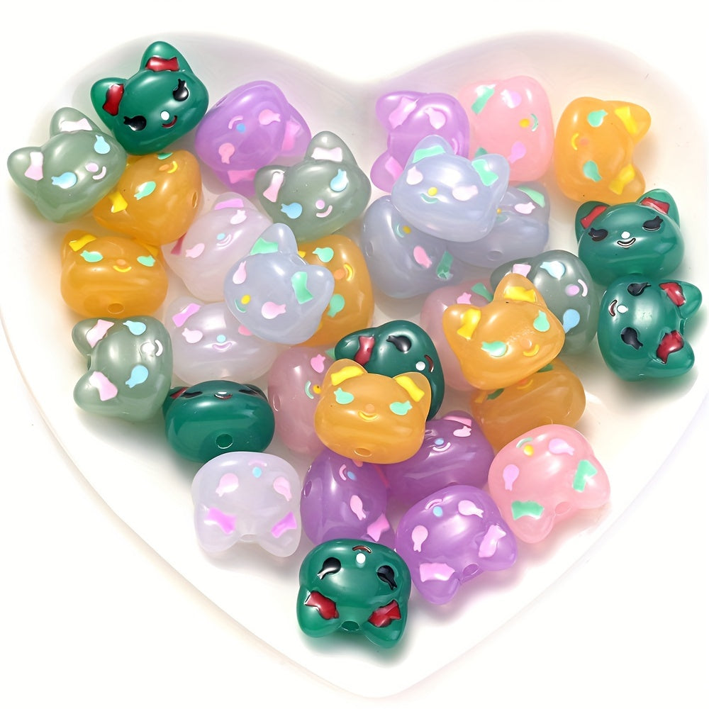 5PCS 17×19mm Luminous Owl Head Acrylic Bead Set