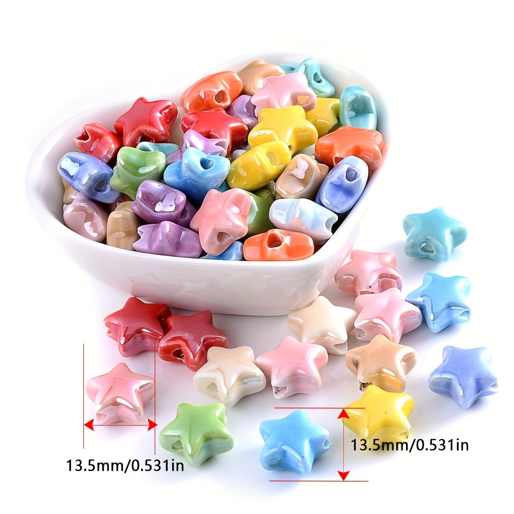 10PCS 13.5mm Multicolor Star Ceramic Bead Set
