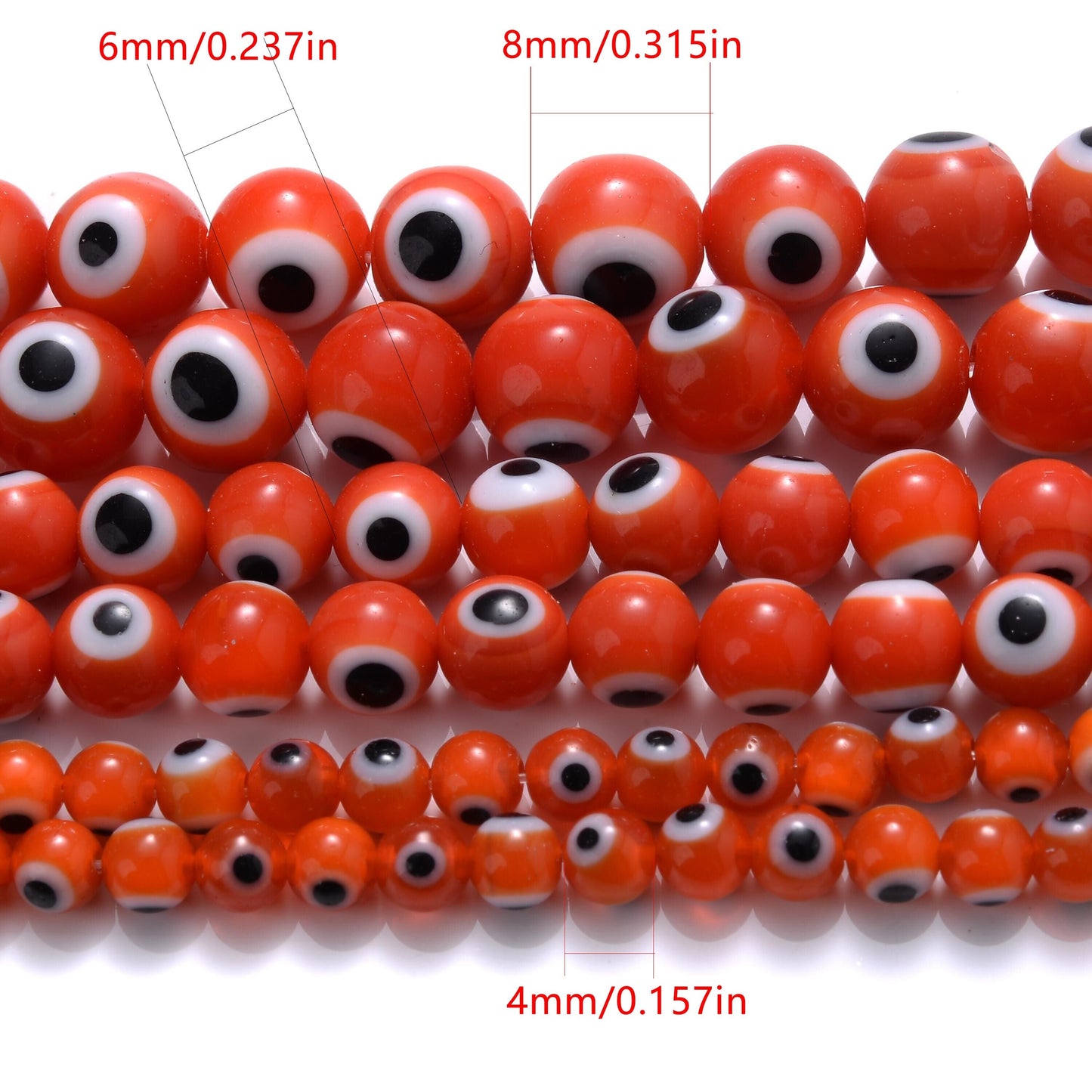 Red Evil Eye Glass Beads