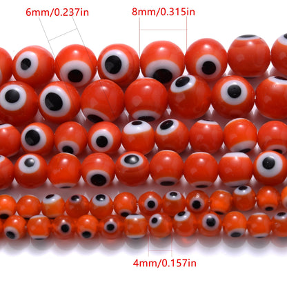 Red Evil Eye Glass Beads