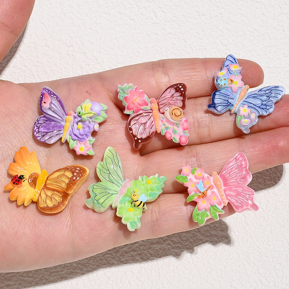 10PCS 22×26mm Colorful Butterfly Resin Flatback Embellishment Set