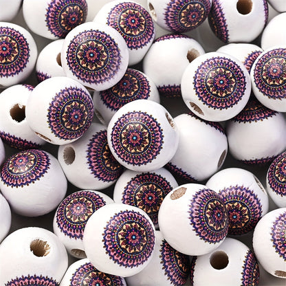 10PCS 16mm White Bohemian Wooden Spacer Bead Set
