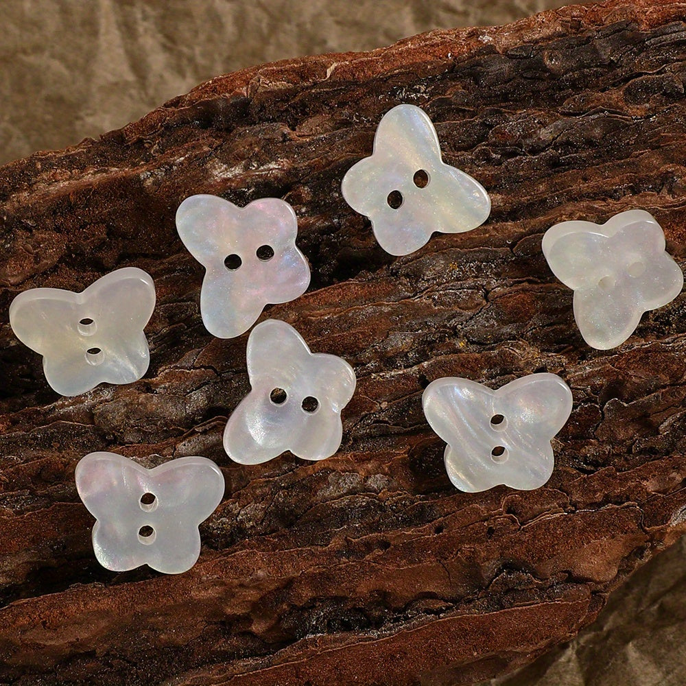 20PCS White AB Butterfly Resin Double-Hole Buttons