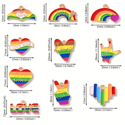 Rainbow Hand Love Alloy Pendants