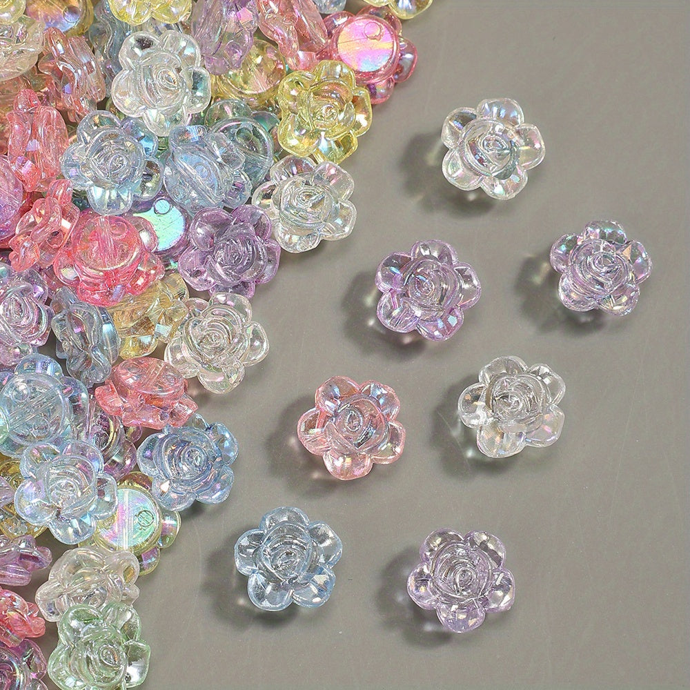 Clear Sparkling Rose Acrylic Beads